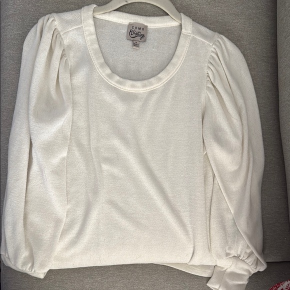 Como Vintage Tops - Como Vintage Cream Blouse with Puff Sleeves